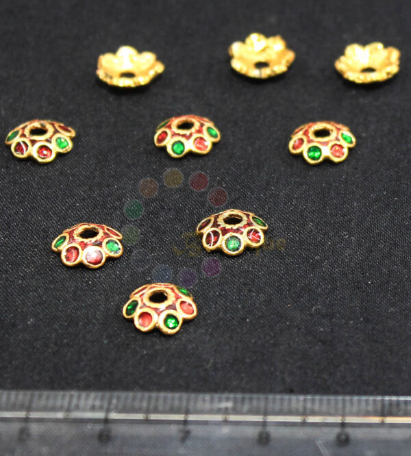 9mm antique gold bead cap Meenakari