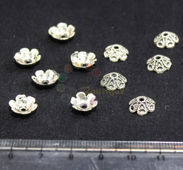9mm antique silver bead cap