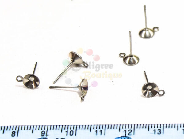 14*6mm Brass Platinum With Loop Ear Stud
