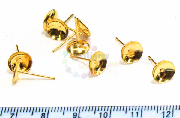 8mm Brass (Bowl base Cup ) Ear Stud Gold