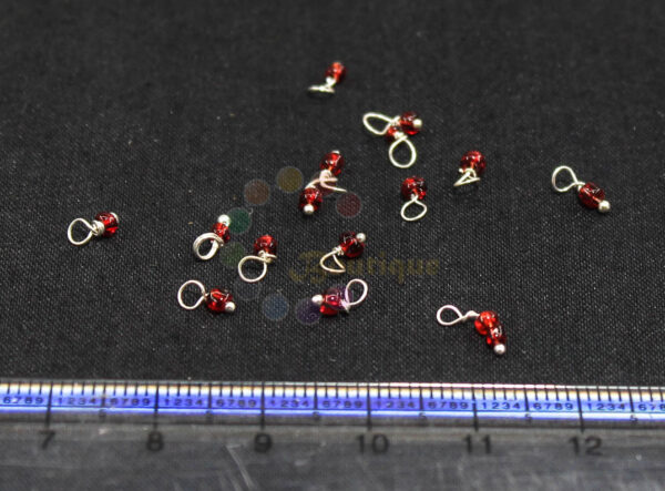 Dark Red Lorails 1mm Silver Loop 10 gram -approx 300beads