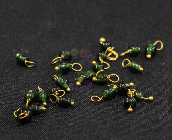 Dark Green Lorails 3mm Gold Loop 10 Gram-approx 260 Beads