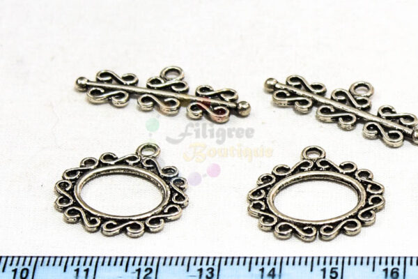 Toggle clasp antique  silver