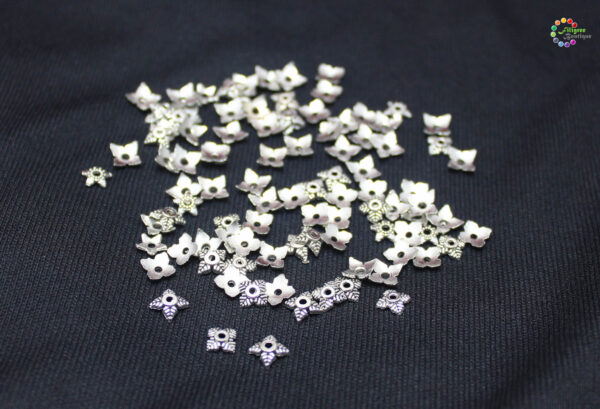 6mm Silver Bead Cap 1 gram Pack 11 Pairs In a  Pack