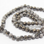 6mm Electroplate Opaque Glass Beads Strands, Half Black Plated, Rondelle,  about 92~94pcs/strand,Grey