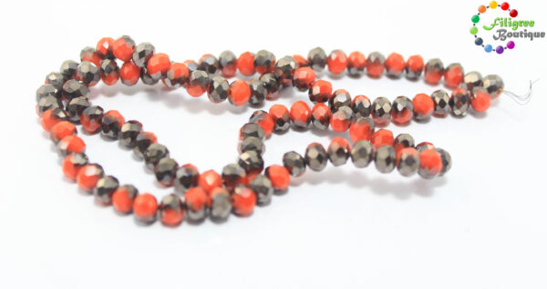 6mm Electroplate Opaque Glass Beads Strands, Half Black Plated, Rondelle,  about 92~94pcs/strand,Orange