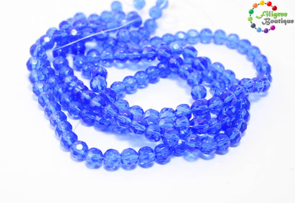 8mm Glass Beads Faceted, Round, about 43pcs/strand, 13.4inch; Dark Blue