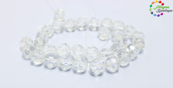 10mm Glass Beads Faceted, Round, about 32pcs/strand,Transparent White