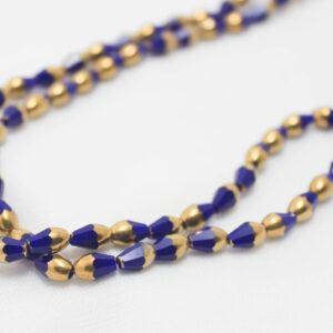 6mm  Opaque Crystal Beads Strands, Half Electro Plated, Drops,  about 48pcs/strand Blue