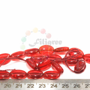 13mm glass bead  oval red- 20 Beads