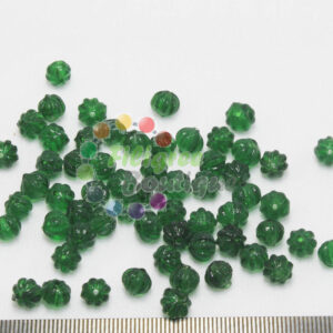 8mm Pumpkin Glass Bead Dark Green - 10 gm pack of Approx 25 beads