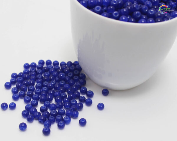 4mm - Glass Round Beads - 10gm pack approx 500 Beads in a pack - Dark Blue