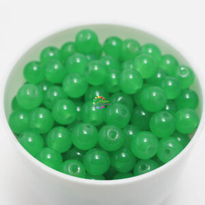 6mm - Glass Round Beads - 20 beads in a pack  - Light Green