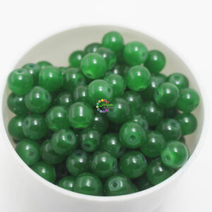 6mm - Glass Round Beads - 20 beads in a pack  - Dark Green