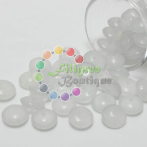 10mm - Glass Roundelle Beads - 20 Beads in a pack - White