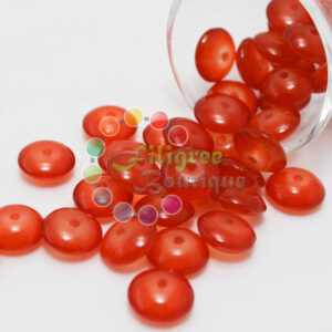 10mm - Glass Roundelle Beads - 20 Beads in a pack - Orange