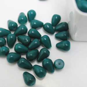 8x12mm - Glass Drops Beads - 20 Beads in a pack - Dark Green