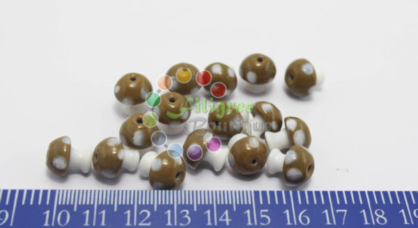 Mushroom Glass Beads - Brown - 12mm - 10 beads in a pack