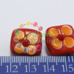 Flat Flower Glass Beads - Red - 15x15mm