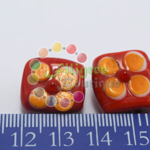 Flat Flower Glass Beads - Red - 15x15mm