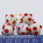 Red & White Mix Glass Beads - 12mm