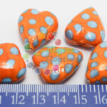 Heart Shape Bead - Orange and Blue Dots - 25x20mm
