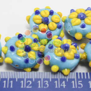 Flower Shape Bead - Yellow and Blue Colour - 22x20mm