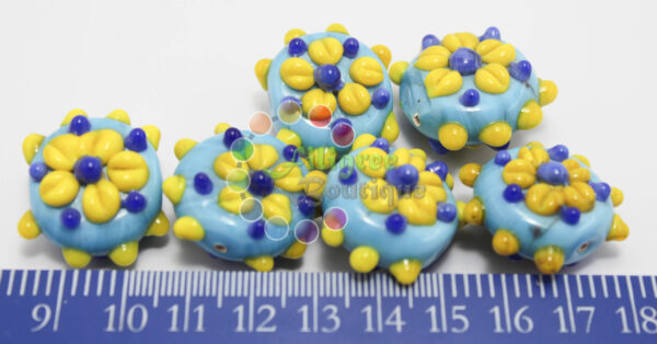 Flower Shape Bead - Yellow and Blue Colour - 22x20mm