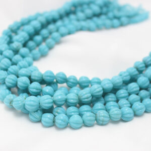 8mm Pumpkin Glass Bead Sky Blue-10Gm Pack Per Pack:17 Beads