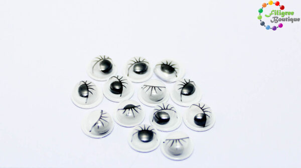 Wiggle Googly Eyes Buttons - 8mm - White