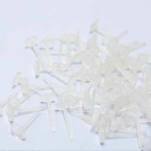 Plastic Stud Earring Findings, Flat Round, Clear, 12x5mm; 10 pairs in pack