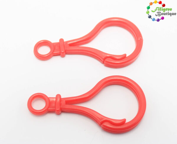 Bulb Shaped Plastic Push Gate Snap Keychain Clasp Findings,Size: 51x25x5.5mm, Hole: 6mm; Red