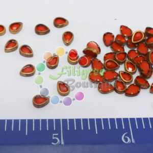 5mm - Drop Shape -  Kundan Stone - Orange - 5 gram pack  Approx 40 pieces
