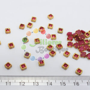 4 mm - Square Shape -  Kundan Stone - Pink - 5 gram pack