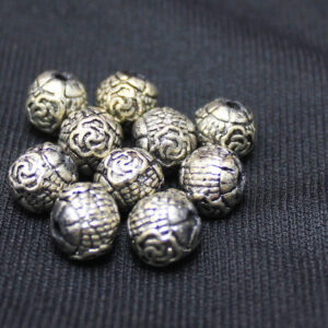 10mm Antique Silver Metal Beads