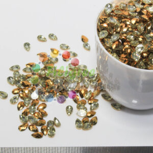 7x5mm Drop Rhinestone Cabochons - Gold (10gm pack)