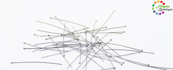 Brass Ball Head pins, Gunmetal, Size:  about 0.5mm thick, 50mm long, head: 1.5mm; 10piece in a pack