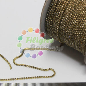 1.5mm Rhinestone Chain - 1mtr length - Gold Color